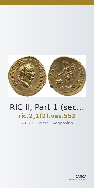 RIC II, Part 1 (second edition) Vespasian 552 — CANOA