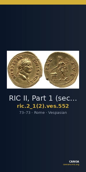 RIC II, Part 1 (second edition) Vespasian 552 — CANOA