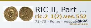 RIC II, Part 1 (second edition) Vespasian 552 — CANOA