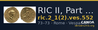 RIC II, Part 1 (second edition) Vespasian 552 — CANOA