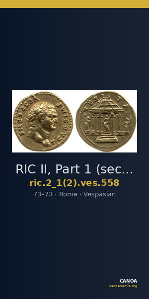 RIC II, Part 1 (second edition) Vespasian 558 — CANOA