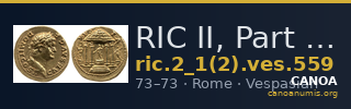 RIC II, Part 1 (second edition) Vespasian 559 — CANOA