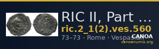 RIC II, Part 1 (second edition) Vespasian 560 — CANOA