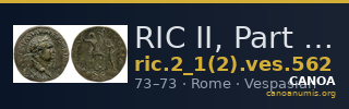 RIC II, Part 1 (second edition) Vespasian 562 — CANOA