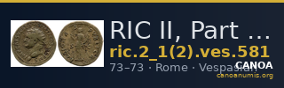 RIC II, Part 1 (second edition) Vespasian 581 — CANOA