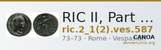 RIC II, Part 1 (second edition) Vespasian 587 — CANOA