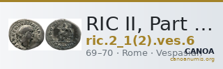 RIC II, Part 1 (second edition) Vespasian 6 — CANOA