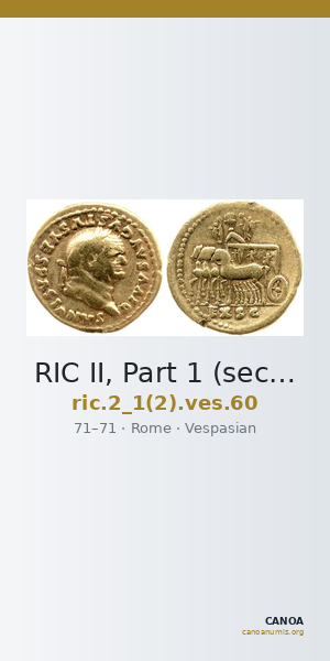 RIC II, Part 1 (second edition) Vespasian 60 — CANOA