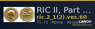 RIC II, Part 1 (second edition) Vespasian 60 — CANOA