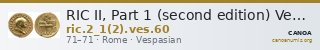 RIC II, Part 1 (second edition) Vespasian 60 — CANOA