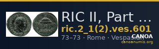 RIC II, Part 1 (second edition) Vespasian 601 — CANOA