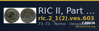 RIC II, Part 1 (second edition) Vespasian 603 — CANOA