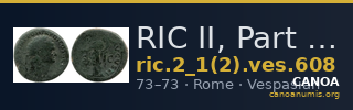 RIC II, Part 1 (second edition) Vespasian 608 — CANOA