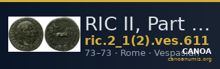 RIC II, Part 1 (second edition) Vespasian 611 — CANOA