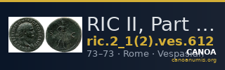 RIC II, Part 1 (second edition) Vespasian 612 — CANOA