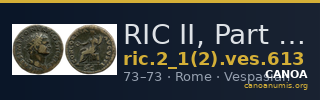 RIC II, Part 1 (second edition) Vespasian 613 — CANOA