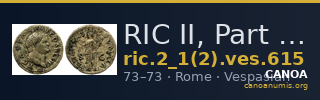 RIC II, Part 1 (second edition) Vespasian 615 — CANOA