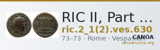 RIC II, Part 1 (second edition) Vespasian 630 — CANOA