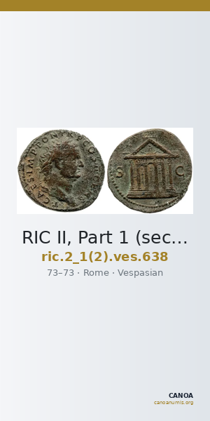 RIC II, Part 1 (second edition) Vespasian 638 — CANOA