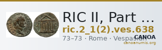 RIC II, Part 1 (second edition) Vespasian 638 — CANOA