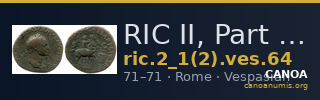 RIC II, Part 1 (second edition) Vespasian 64 — CANOA