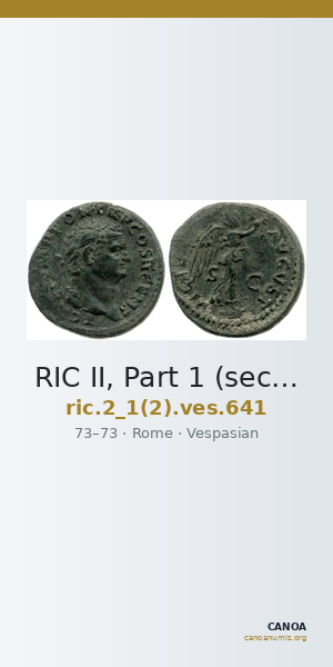 RIC II, Part 1 (second edition) Vespasian 641 — CANOA