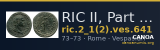 RIC II, Part 1 (second edition) Vespasian 641 — CANOA