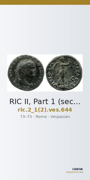 RIC II, Part 1 (second edition) Vespasian 644 — CANOA
