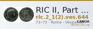 RIC II, Part 1 (second edition) Vespasian 644 — CANOA