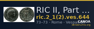 RIC II, Part 1 (second edition) Vespasian 644 — CANOA