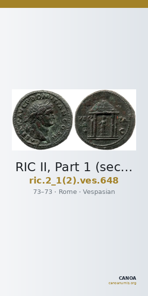 RIC II, Part 1 (second edition) Vespasian 648 — CANOA