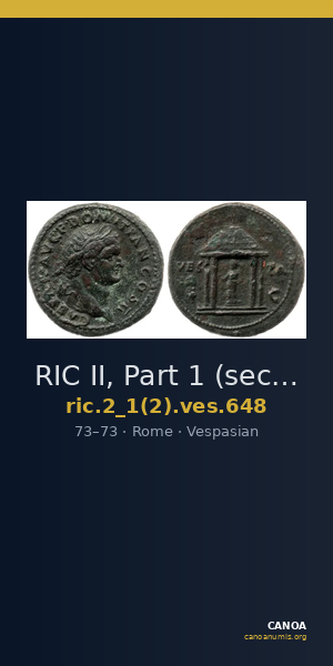 RIC II, Part 1 (second edition) Vespasian 648 — CANOA