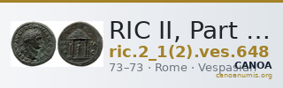 RIC II, Part 1 (second edition) Vespasian 648 — CANOA