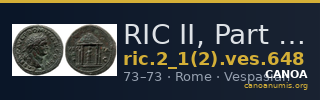 RIC II, Part 1 (second edition) Vespasian 648 — CANOA