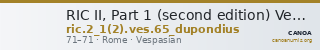 RIC II, Part 1 (second edition) Vespasian 65 (dupondius) — CANOA
