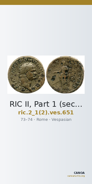 RIC II, Part 1 (second edition) Vespasian 651 — CANOA