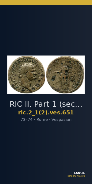 RIC II, Part 1 (second edition) Vespasian 651 — CANOA