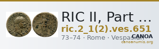 RIC II, Part 1 (second edition) Vespasian 651 — CANOA