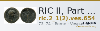 RIC II, Part 1 (second edition) Vespasian 654 — CANOA