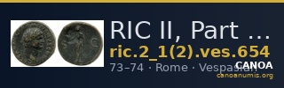 RIC II, Part 1 (second edition) Vespasian 654 — CANOA
