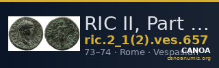 RIC II, Part 1 (second edition) Vespasian 657 — CANOA