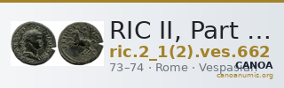 RIC II, Part 1 (second edition) Vespasian 662 — CANOA
