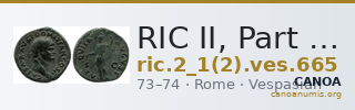 RIC II, Part 1 (second edition) Vespasian 665 — CANOA