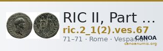 RIC II, Part 1 (second edition) Vespasian 67 — CANOA