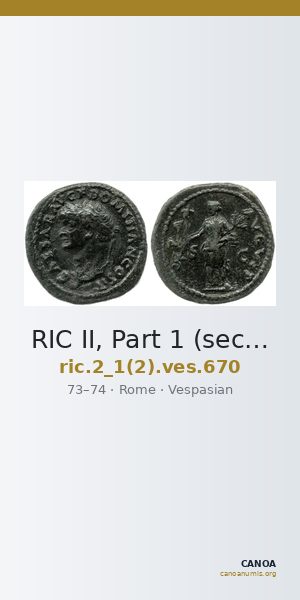 RIC II, Part 1 (second edition) Vespasian 670 — CANOA