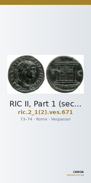 RIC II, Part 1 (second edition) Vespasian 671 — CANOA