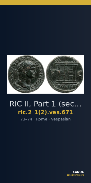 RIC II, Part 1 (second edition) Vespasian 671 — CANOA