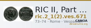 RIC II, Part 1 (second edition) Vespasian 671 — CANOA
