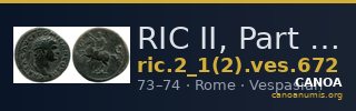 RIC II, Part 1 (second edition) Vespasian 672 — CANOA