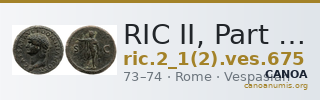 RIC II, Part 1 (second edition) Vespasian 675 — CANOA